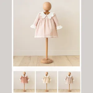 100% Cotton Special Lace Collar Smock Natural Dress 3-24M
: Brick / 18-24M