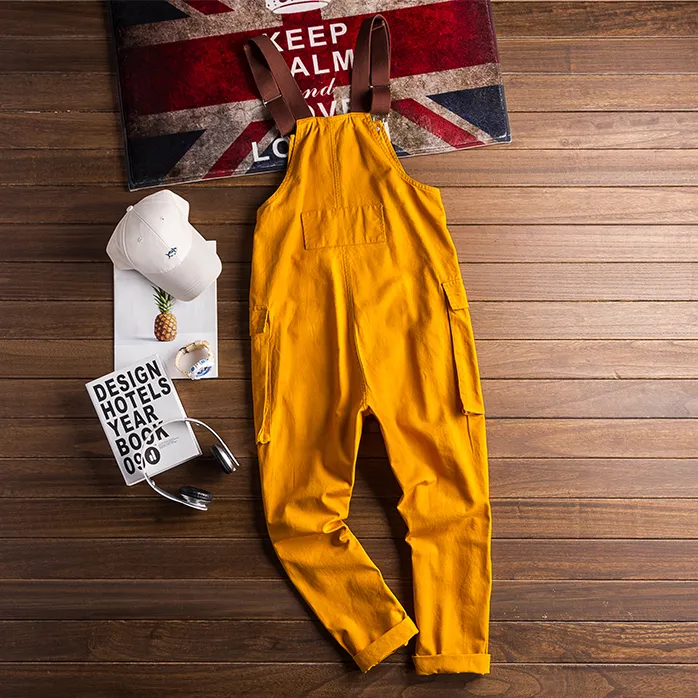 90s Vintage Casual Multi-Pocket Streetwear Jumpsuits Jogger Suspender Cargo Bib Workwear Unisex Overalls