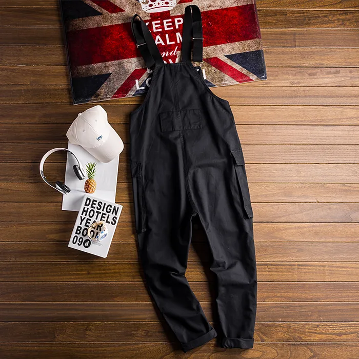 90s Vintage Casual Multi-Pocket Streetwear Jumpsuits Jogger Suspender Cargo Bib Workwear Unisex Overalls