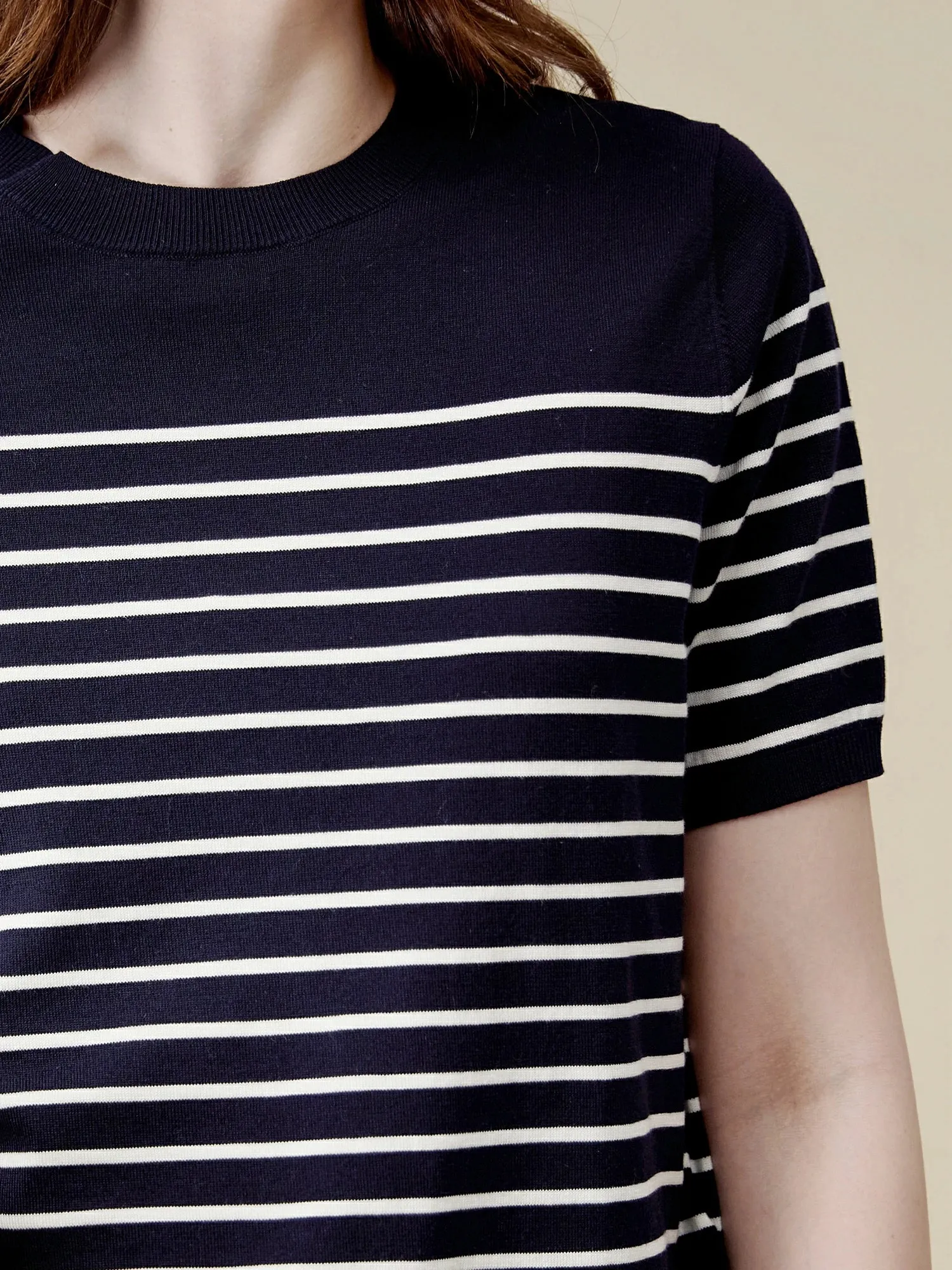 Amoretu Lyocell Striped Patchwork Sweater Top