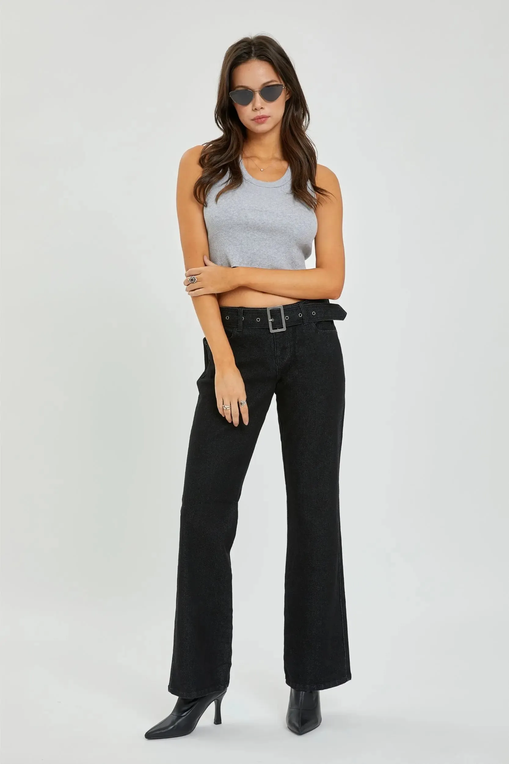 Bella Mid Rise Bootcut Jeans with Belt – Timeless Denim with a Modern Twist