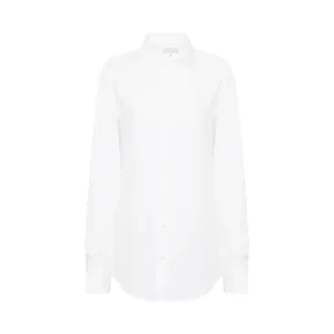 Classic Long Sleeve Poplin Shirt in White