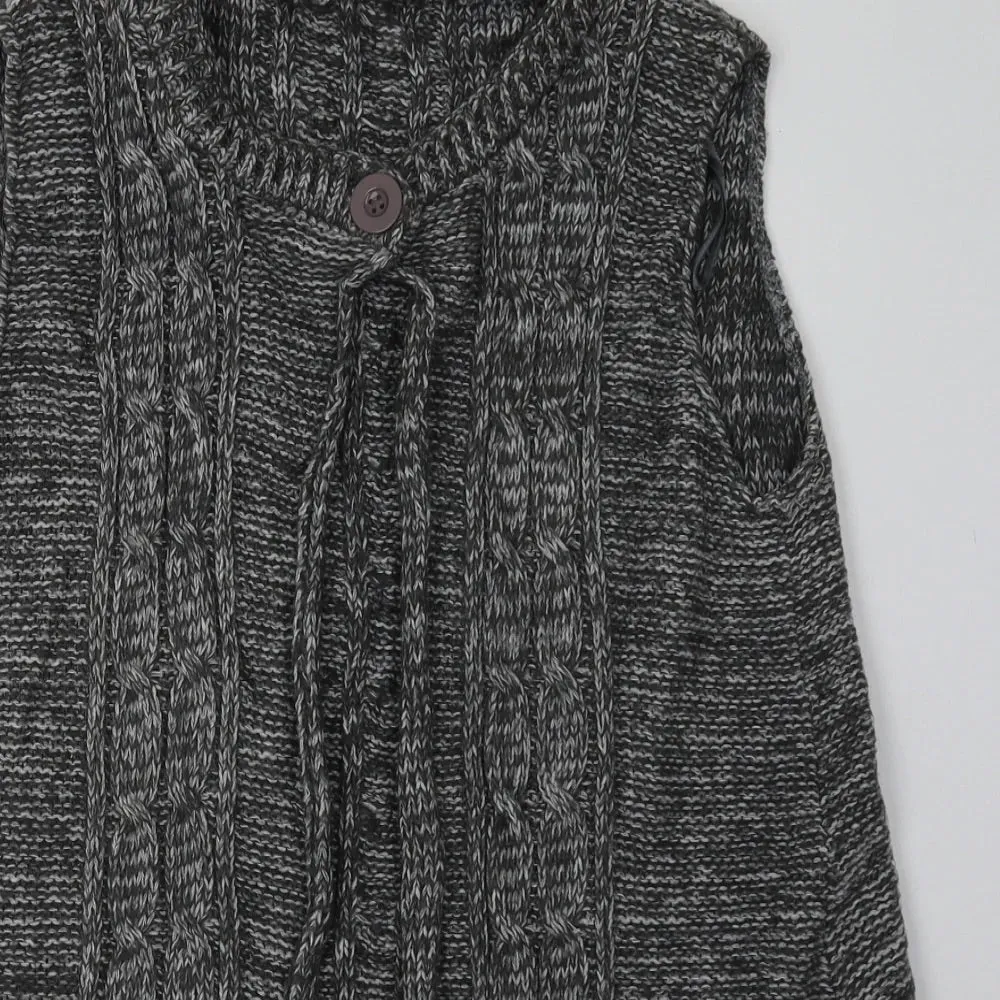 Evie Maternity Grey Chunky Knit Single Button Gilet Jumper - Size Maternity UK 16