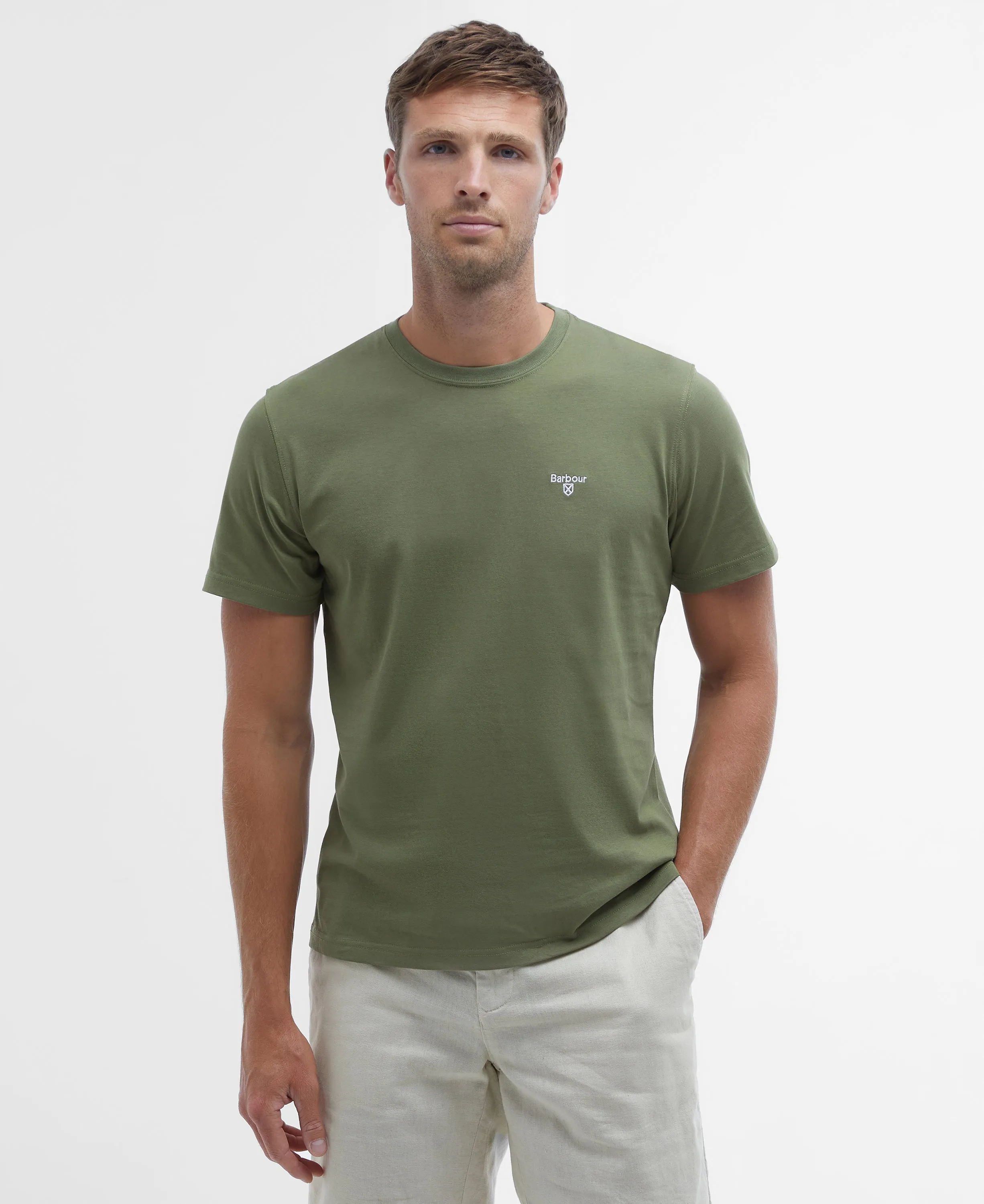 ID25126-Barbour Olive Essential Sports T-Shirt