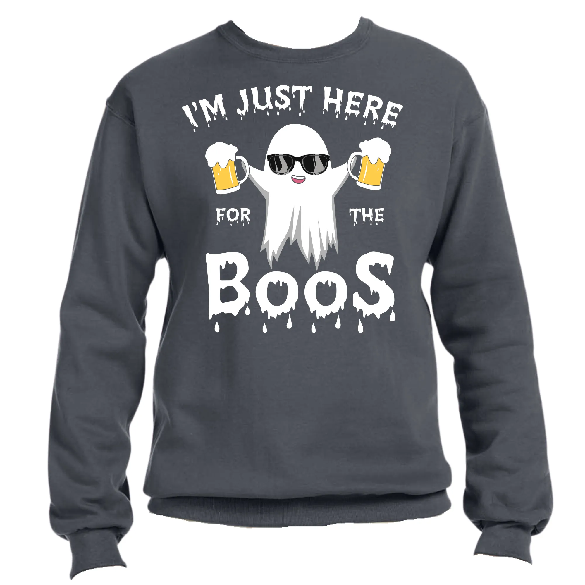 I'm Just Here for the Boos Unisex Halloween Sweater – Cozy Fit, Fun & Spooky Vibes