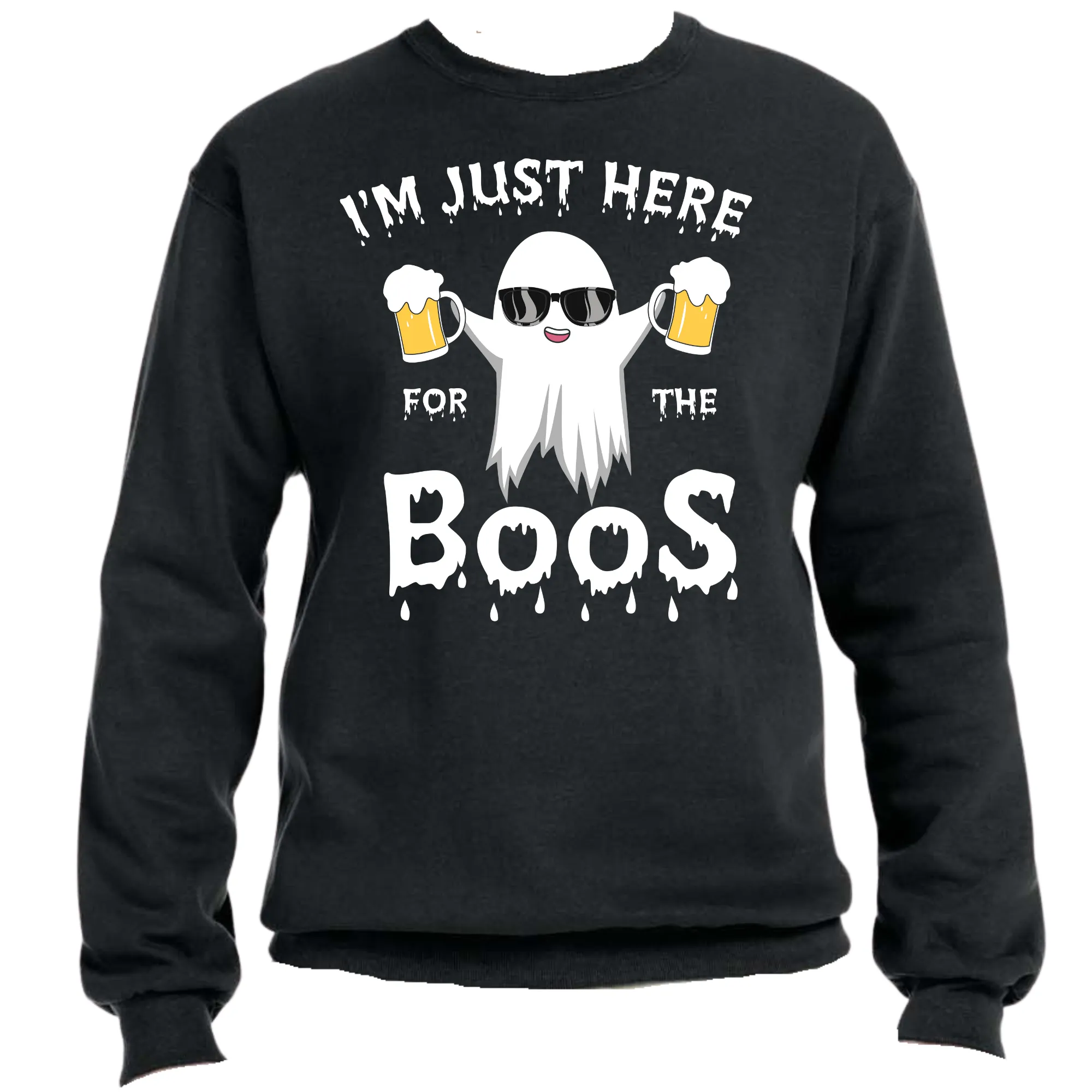 I'm Just Here for the Boos Unisex Halloween Sweater – Cozy Fit, Fun & Spooky Vibes