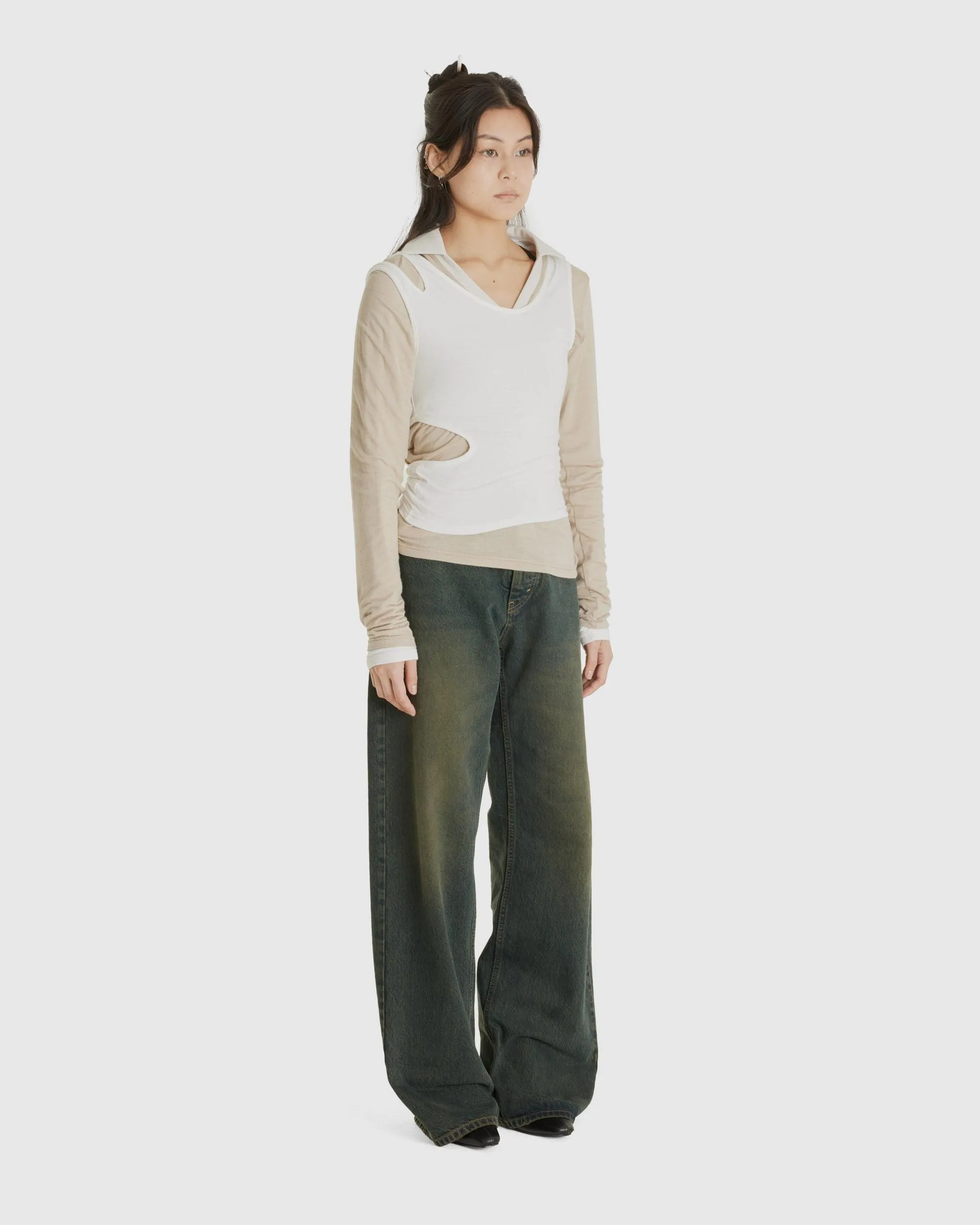 Jess Three Layers Polo Beige/White