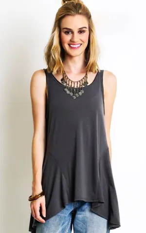 Juliet Grey Ruffle Tank, LARGE