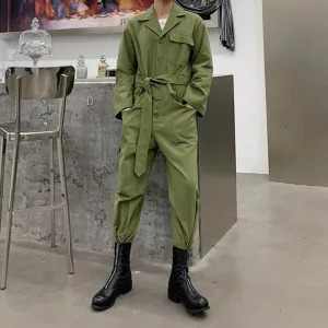 Men's Large Lapel Multi-pocket Cargo Overalls