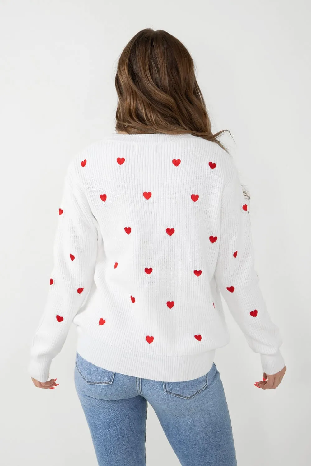 Miracle Heart Sweater for Women in Ivory/Red | W8009-IVORYRED