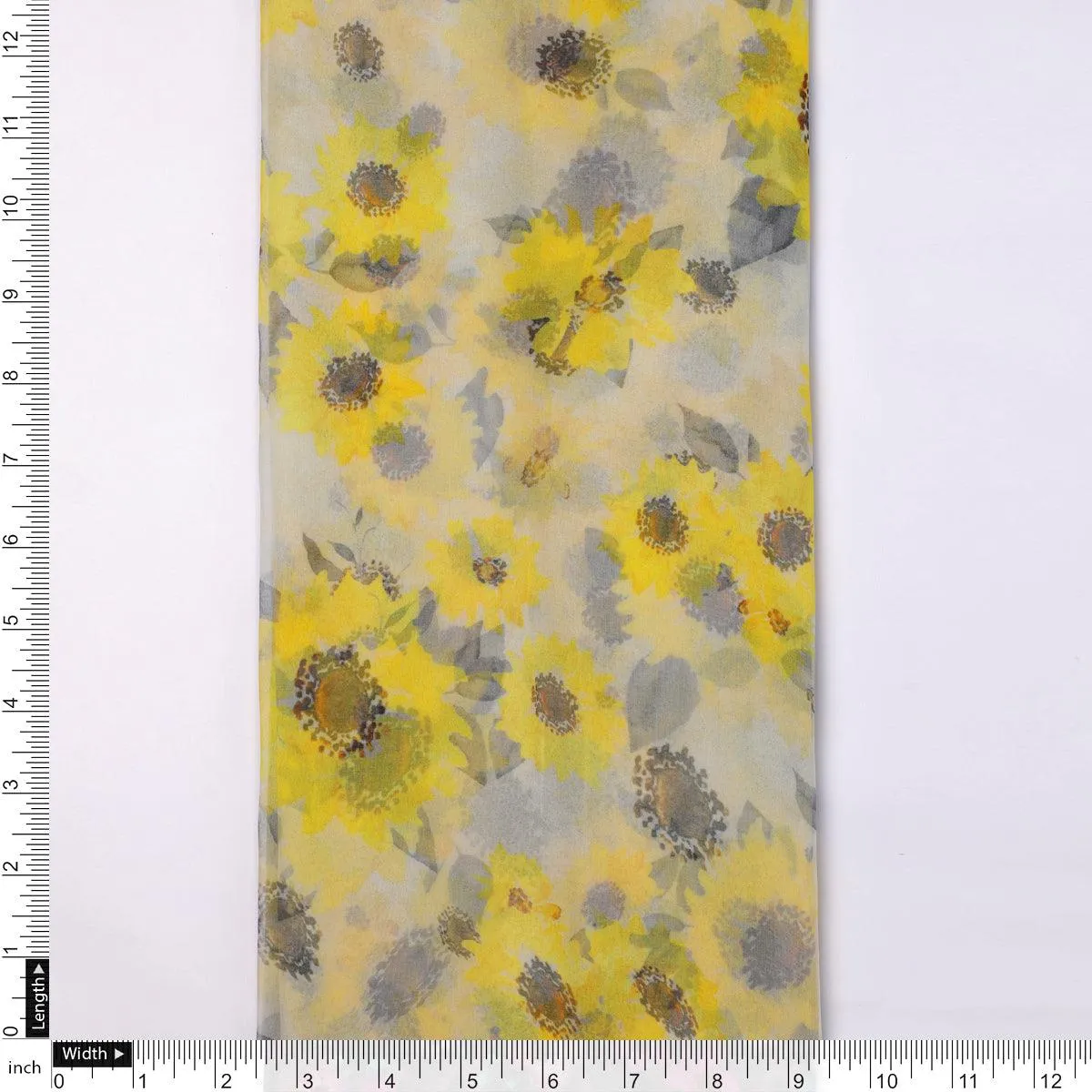 Morden Classic Yellow Sunflower Digital Printed Fabric - Pure Chiffon