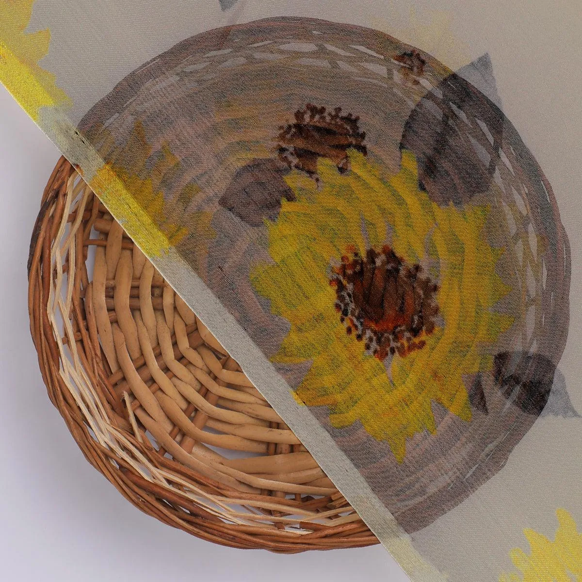 Morden Classic Yellow Sunflower Digital Printed Fabric - Pure Chiffon
