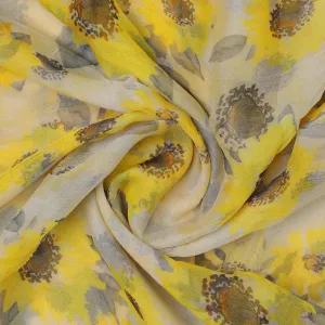 Morden Classic Yellow Sunflower Digital Printed Fabric - Pure Chiffon