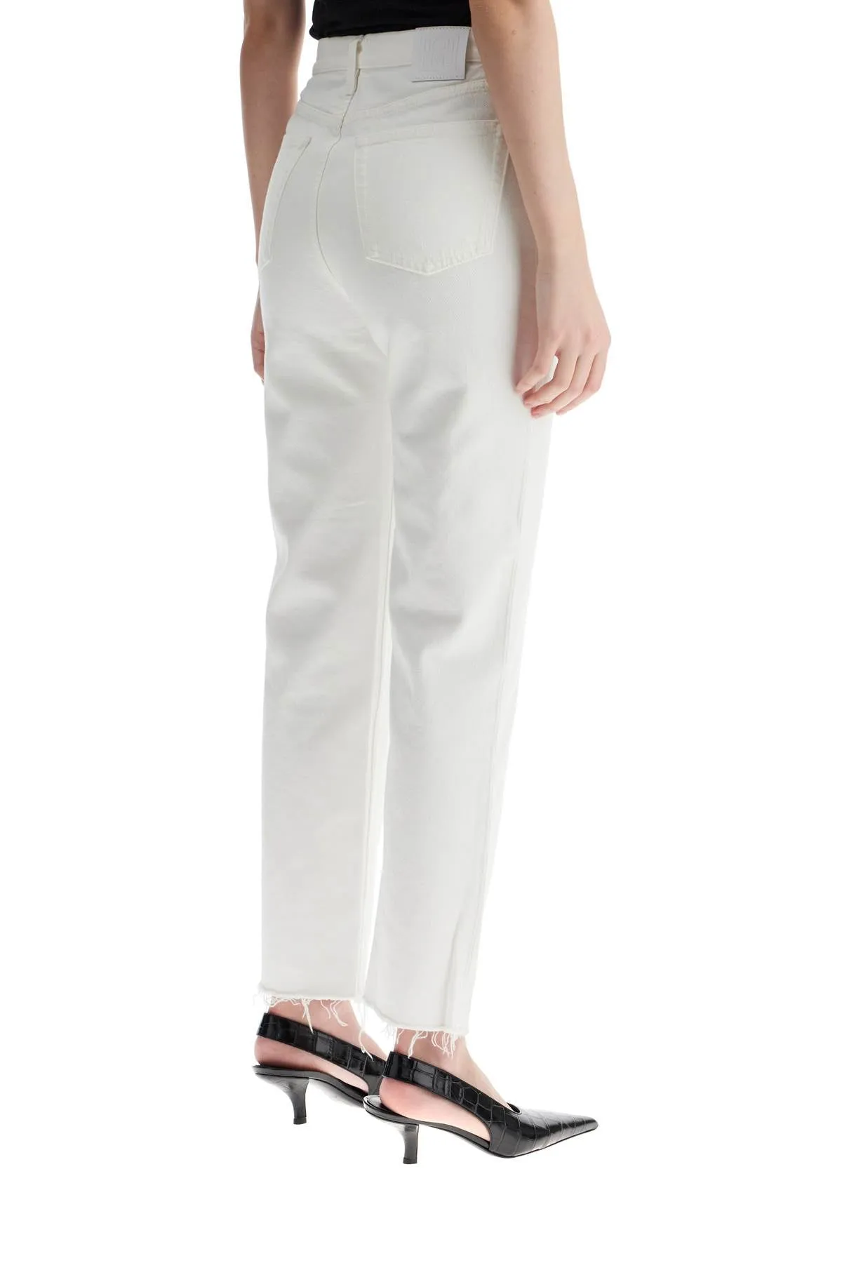 off-white organic cotton jeans with frayed hem 222 235 748 32 OFF-WHITE