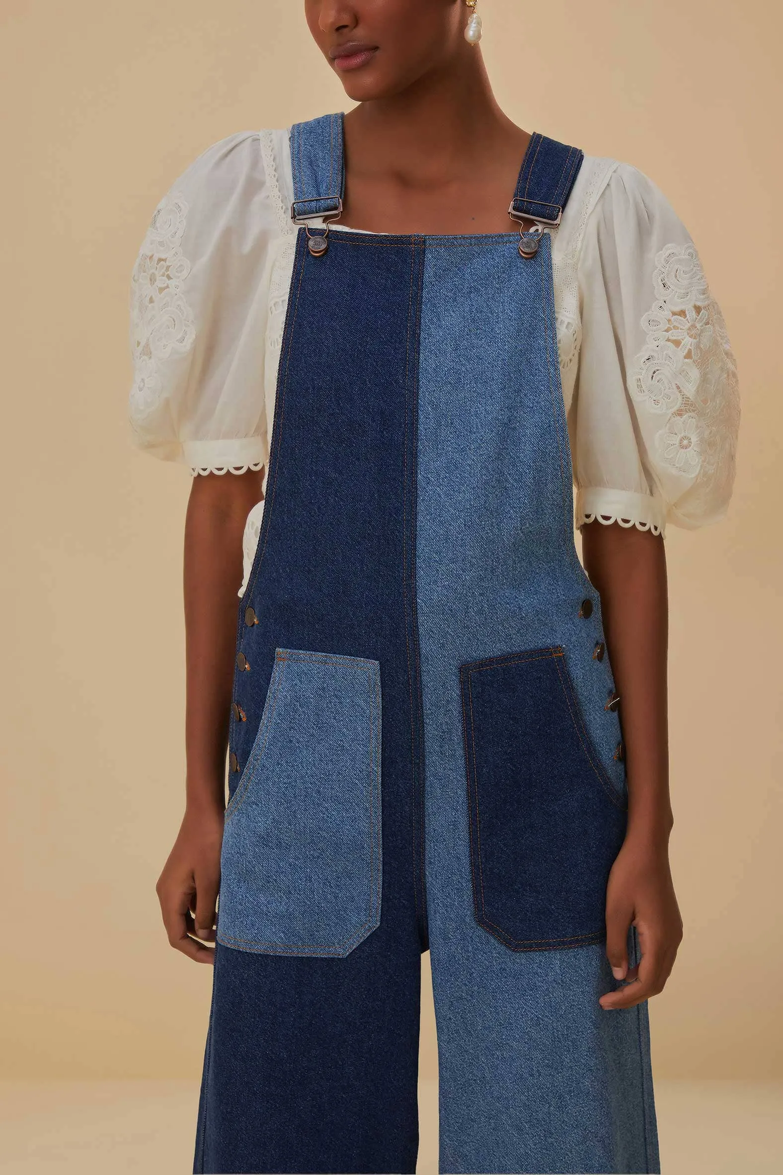 Patch Denim Overalls