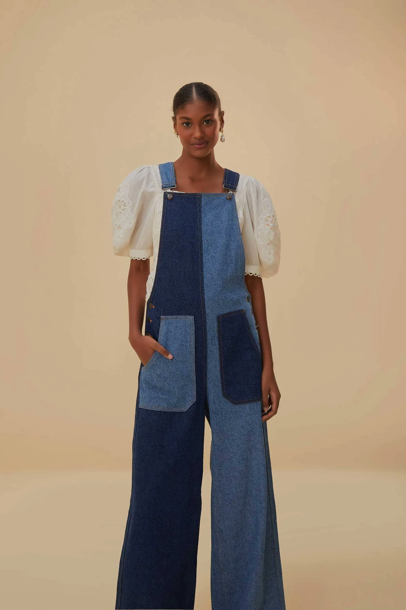 Patch Denim Overalls