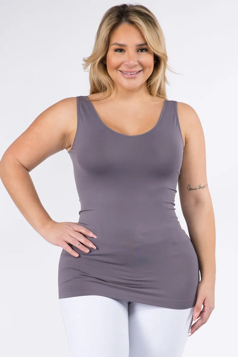 Plus Size Seamless Reversible V or U Tank Top