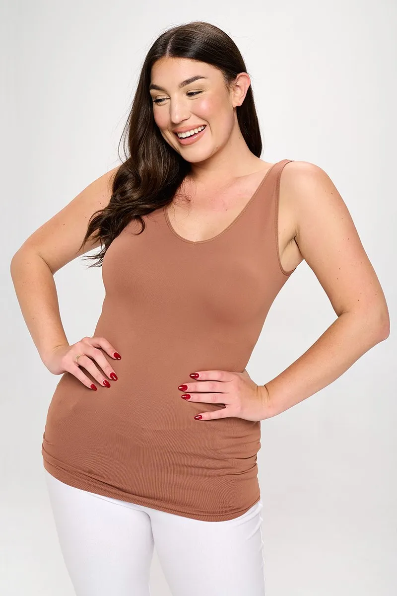 Plus Size Seamless Reversible V or U Tank Top