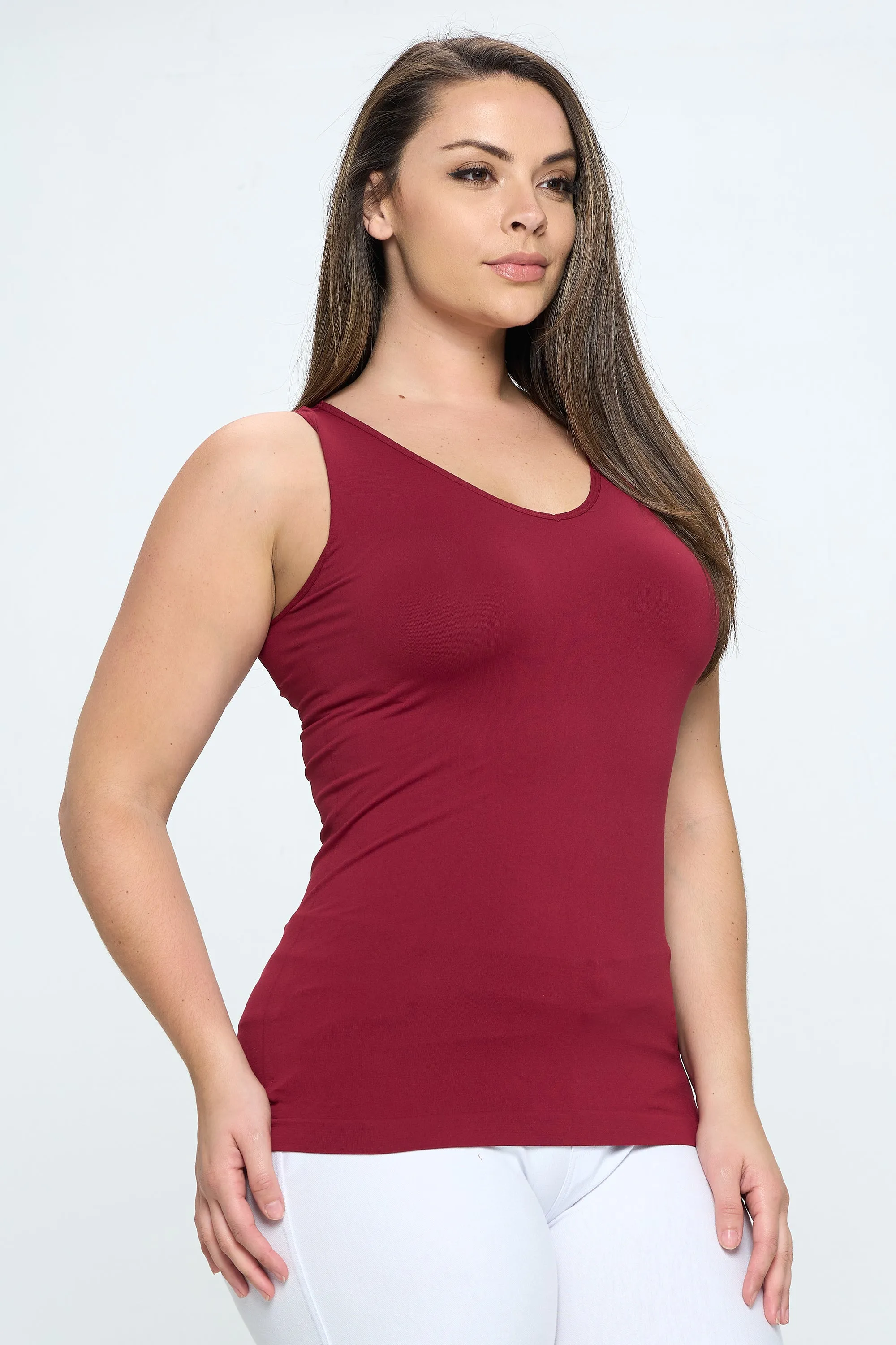 Plus Size Seamless Reversible V or U Tank Top