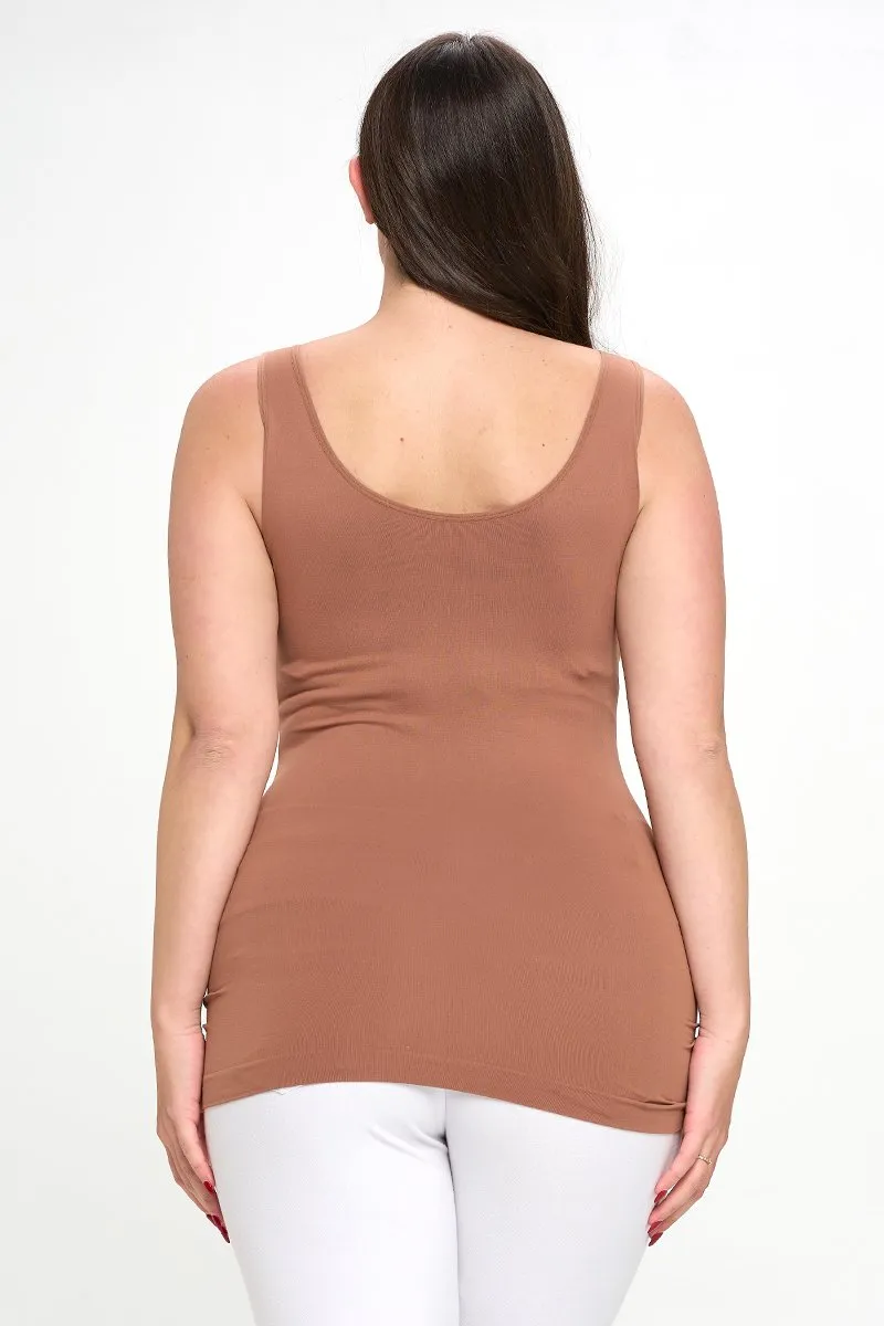 Plus Size Seamless Reversible V or U Tank Top
