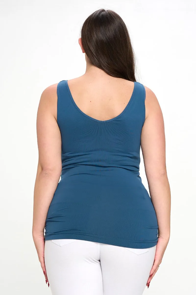Plus Size Seamless Reversible V or U Tank Top