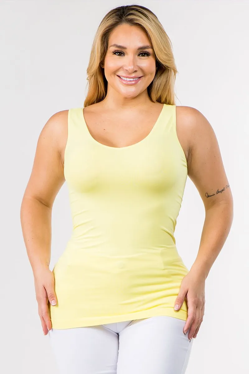 Plus Size Seamless Reversible V or U Tank Top