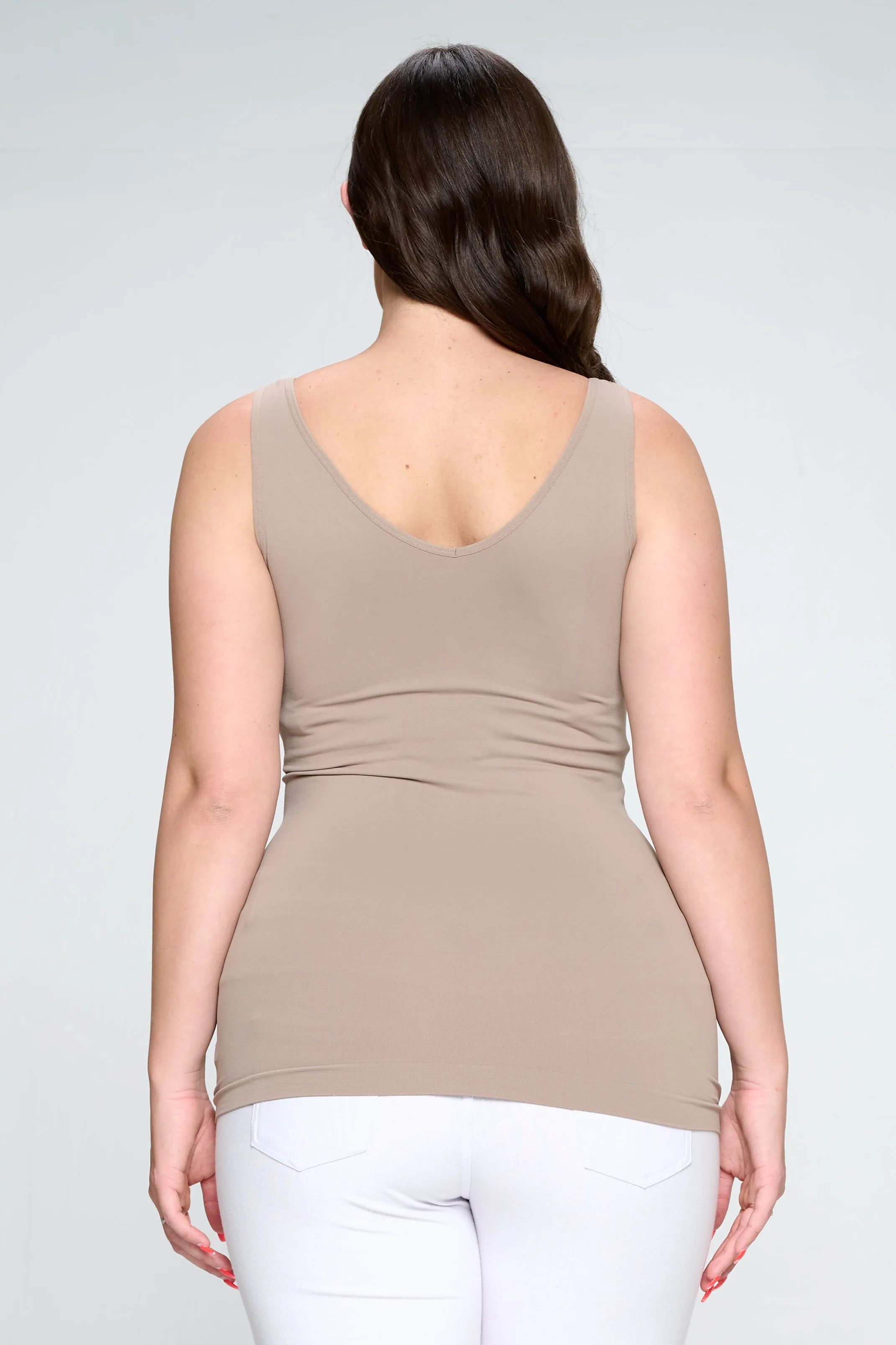 Plus Size Seamless Reversible V or U Tank Top