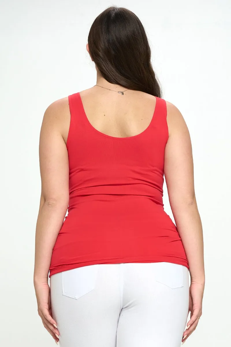 Plus Size Seamless Reversible V or U Tank Top