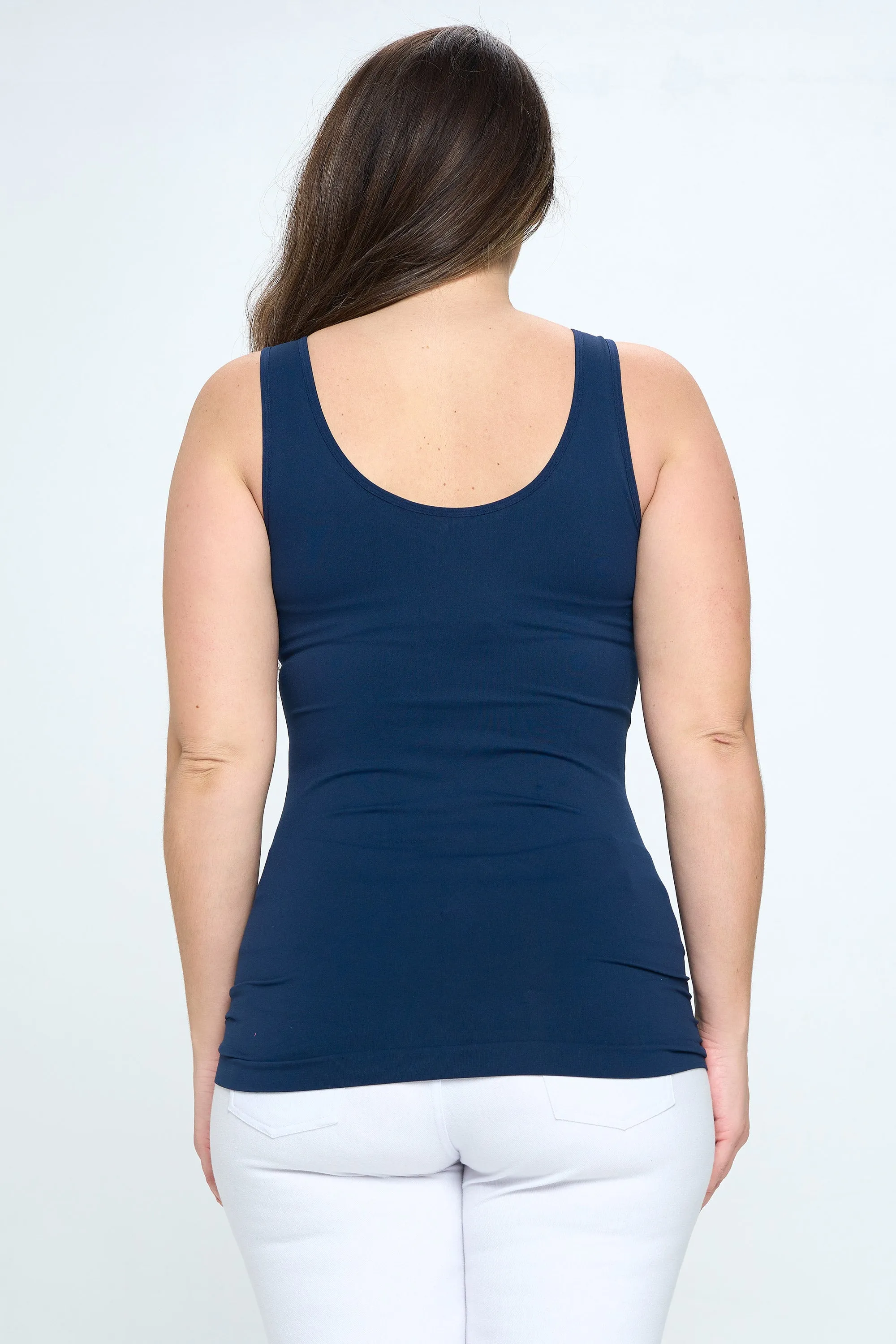Plus Size Seamless Reversible V or U Tank Top
