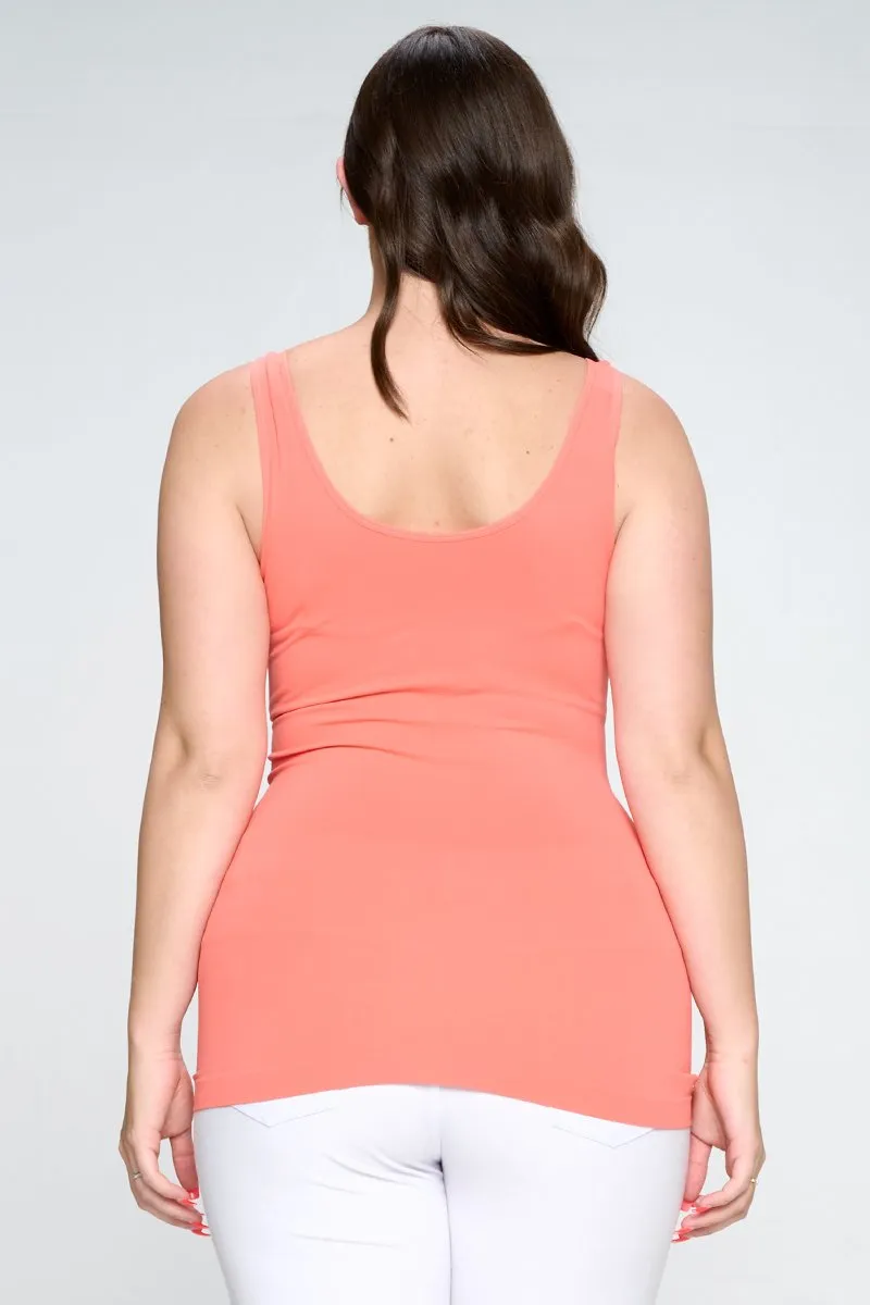 Plus Size Seamless Reversible V or U Tank Top