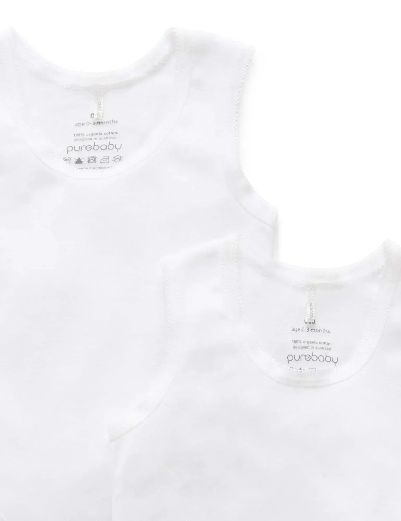 Purebaby - Rib Bodysuit 2 Pack | White