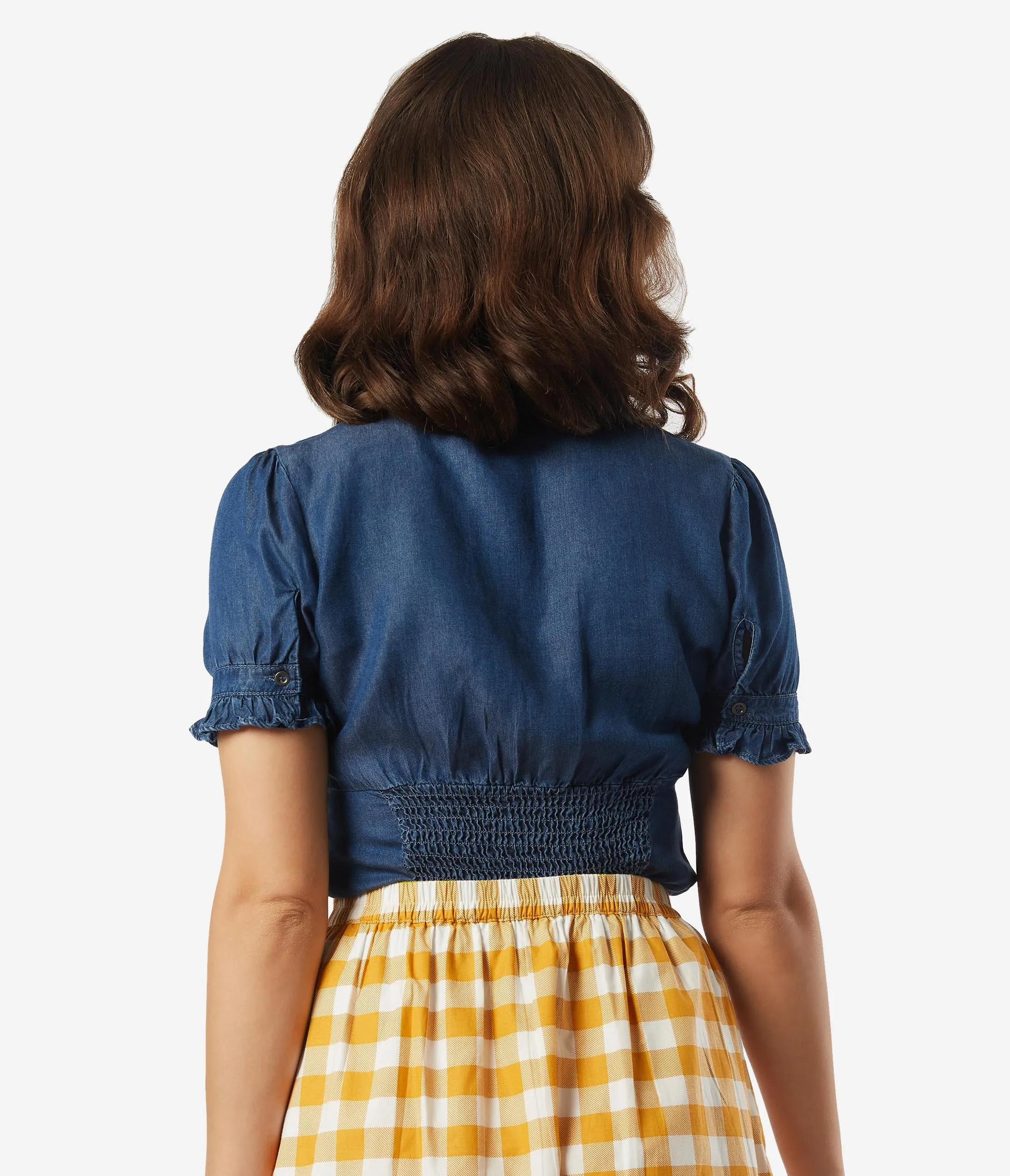 Retro Style Dark Denim Blouse