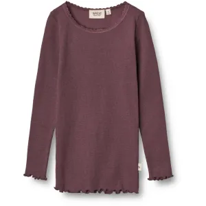Rib T-Shirt Lace LS - soft eggplant