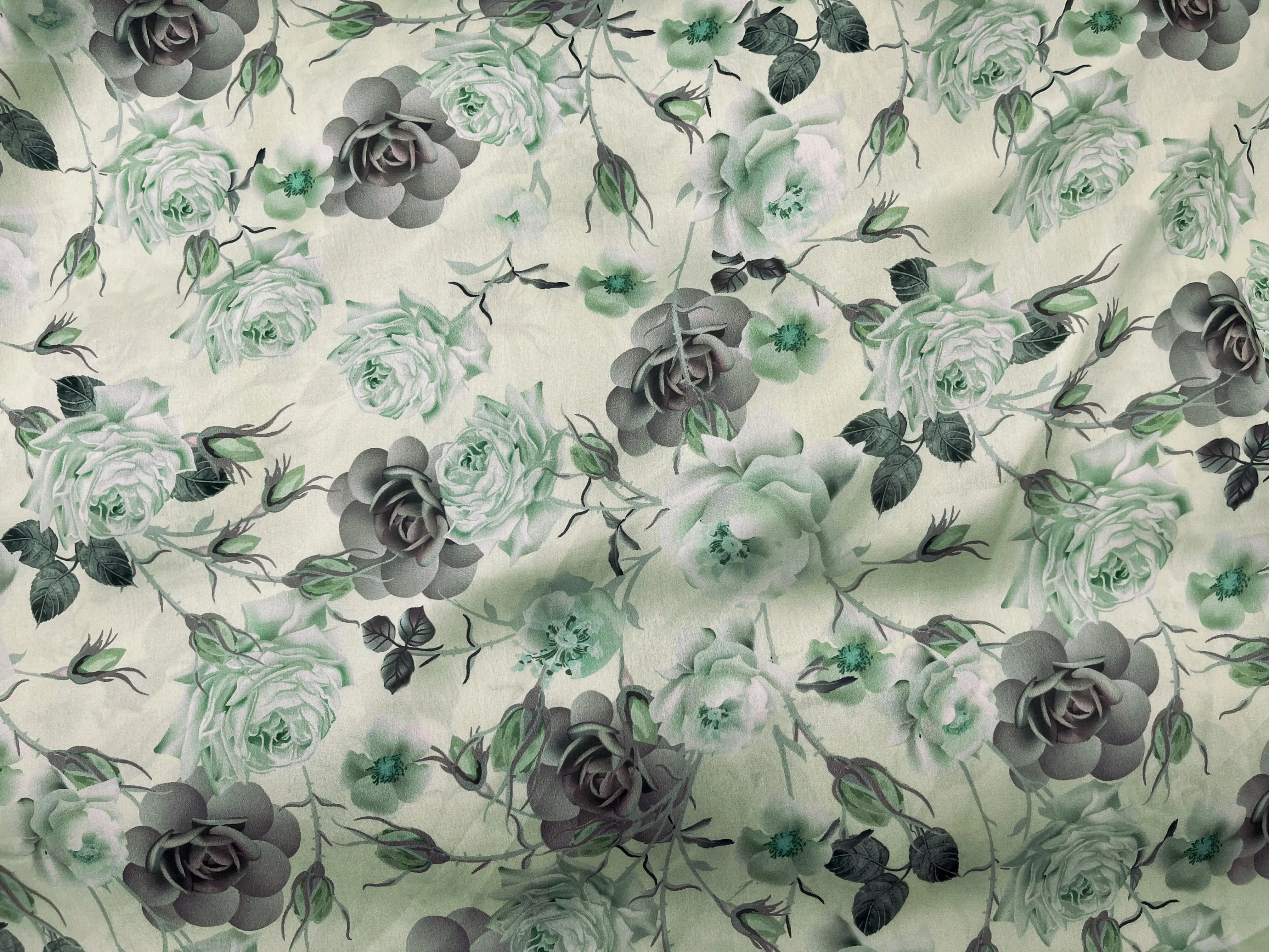 Rose - Printed Silky Satin Fabric