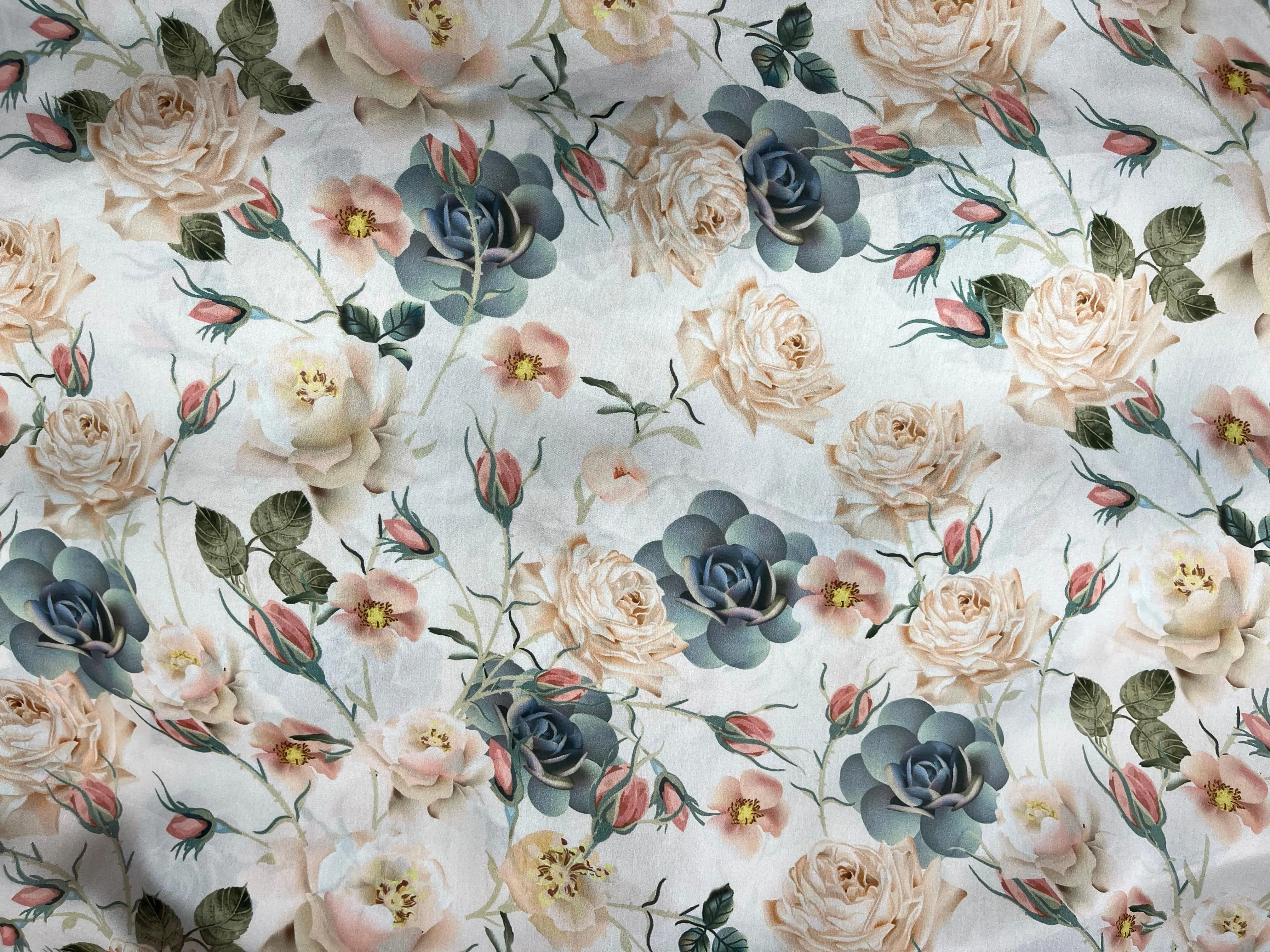 Rose - Printed Silky Satin Fabric