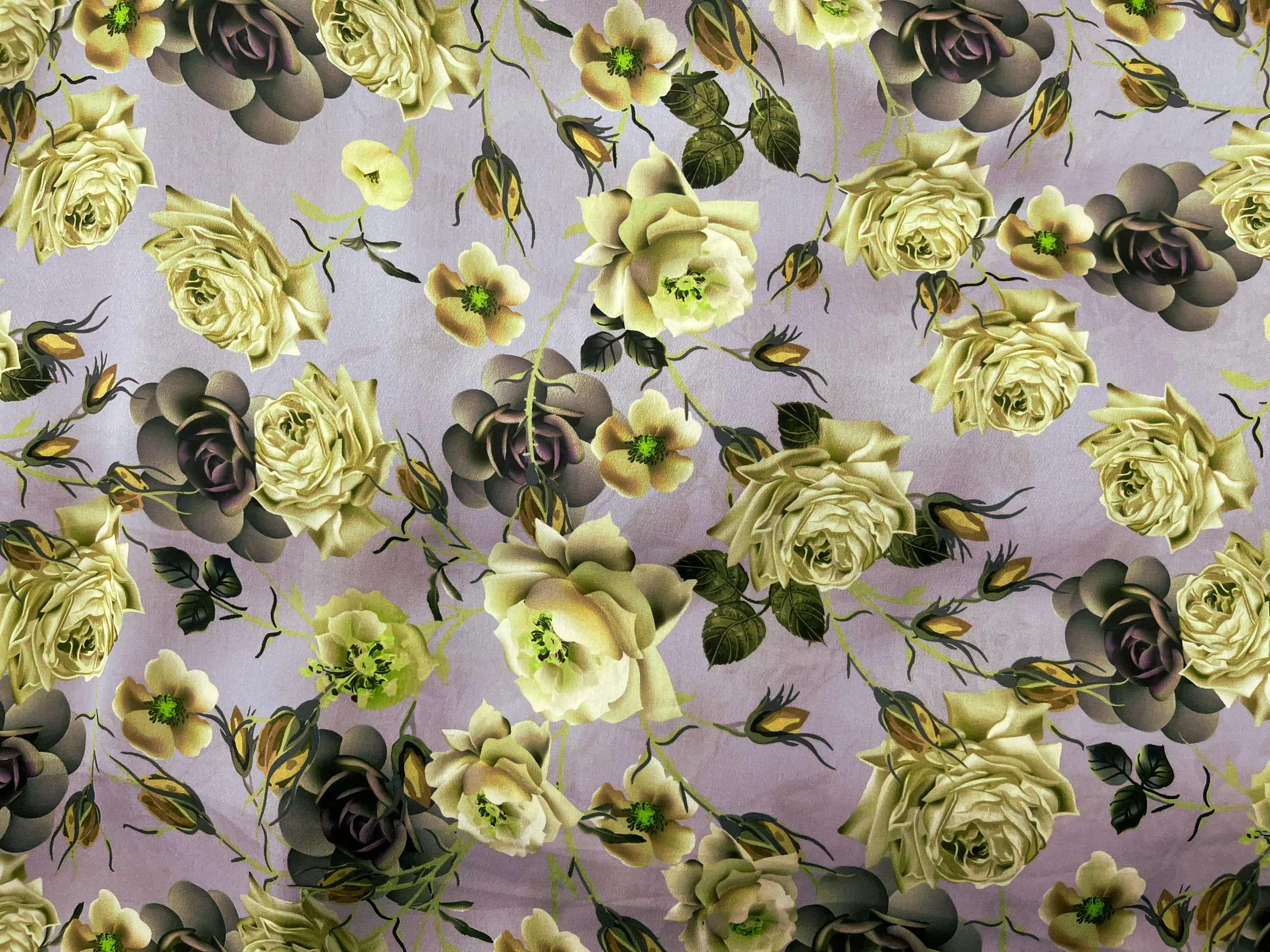 Rose - Printed Silky Satin Fabric