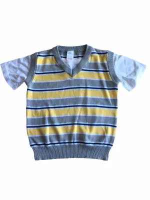 S. G Junior Boys Layered Stripe Tank Top Jumper Yellow/Grey - Boys 5-6yrs