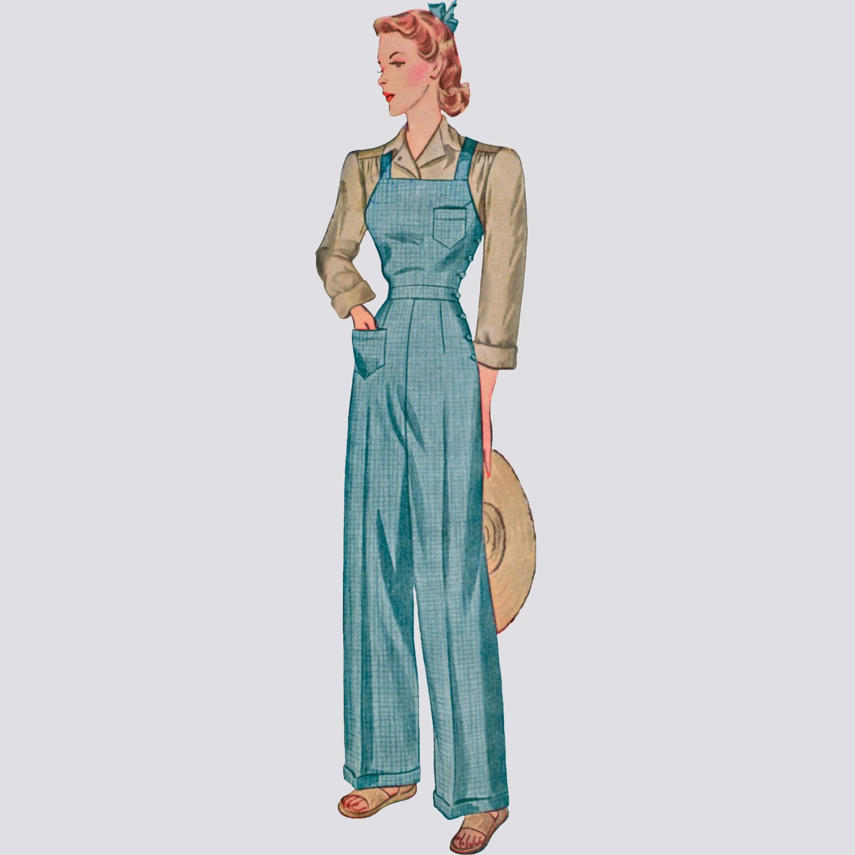 Simplicity Pattern 8447 Misses' Vintage Pants, Overalls and Blouses