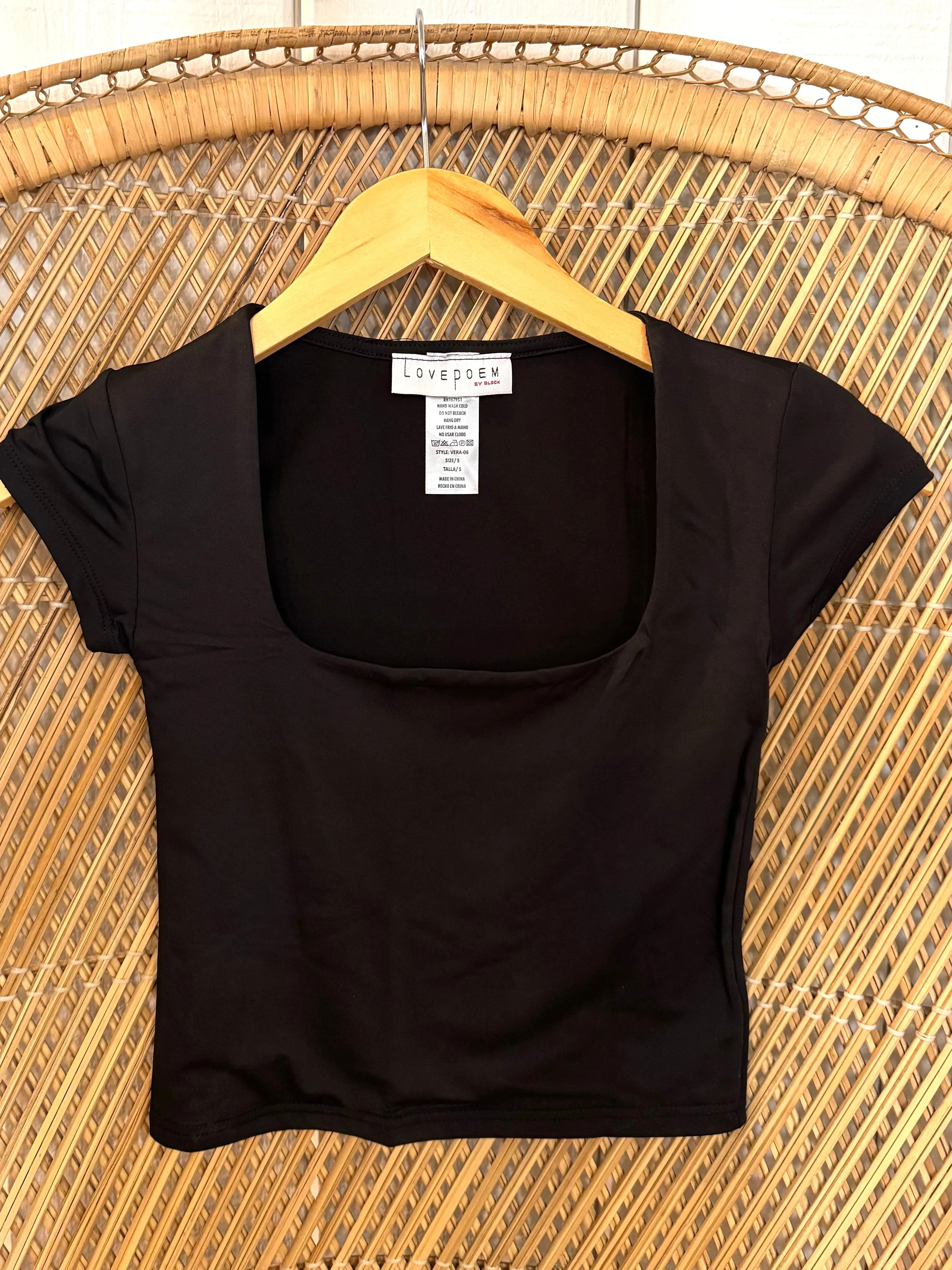 Stretchy Ribbed Seamless Square neckline Crop Top