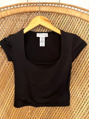 Stretchy Ribbed Seamless Square neckline Crop Top