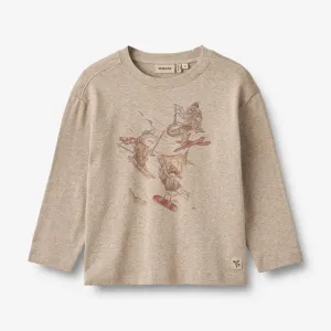 T-Shirt L/S Claus - gravel melange