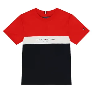 TOMMY HILFIGUER NIÑO TSHIRT ESSENTIAL DESERT SKY/FIERCE RED