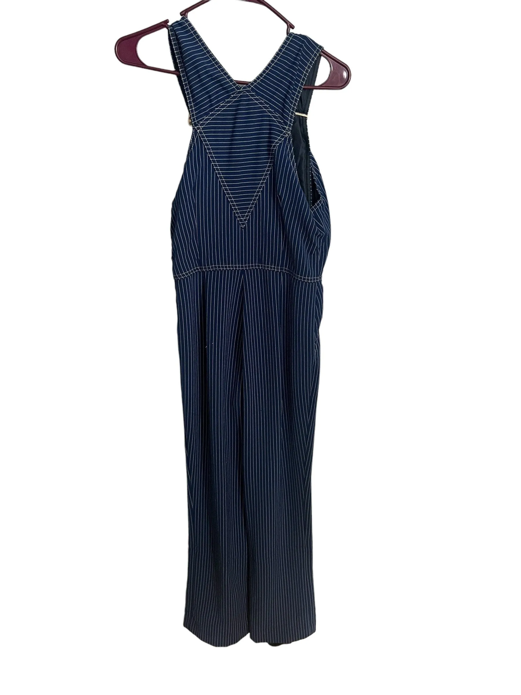 Vintage 70's overalls White Stag blue stripe M stirups