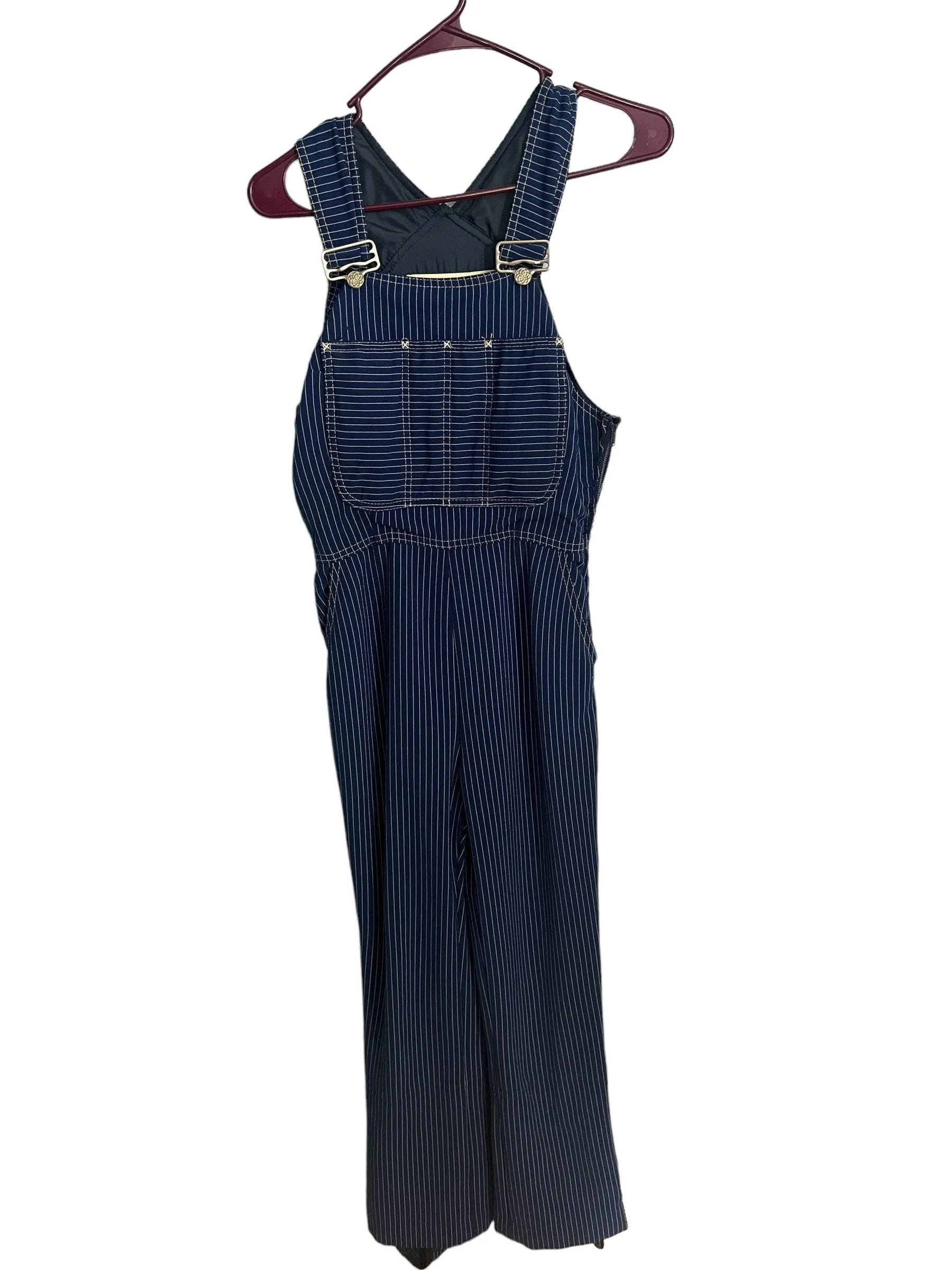 Vintage 70's overalls White Stag blue stripe M stirups