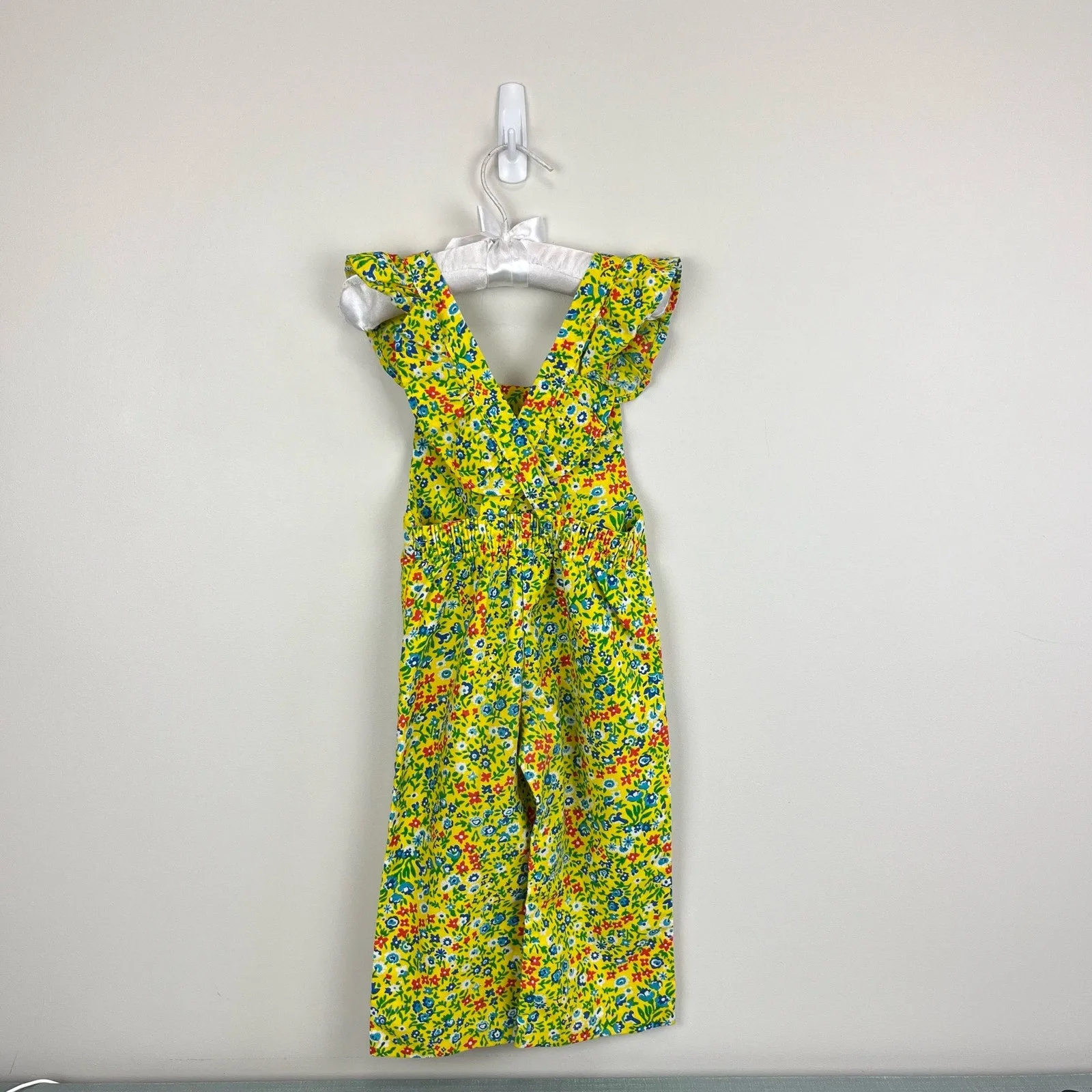 Vintage Alber Yellow Floral overalls 2T USA