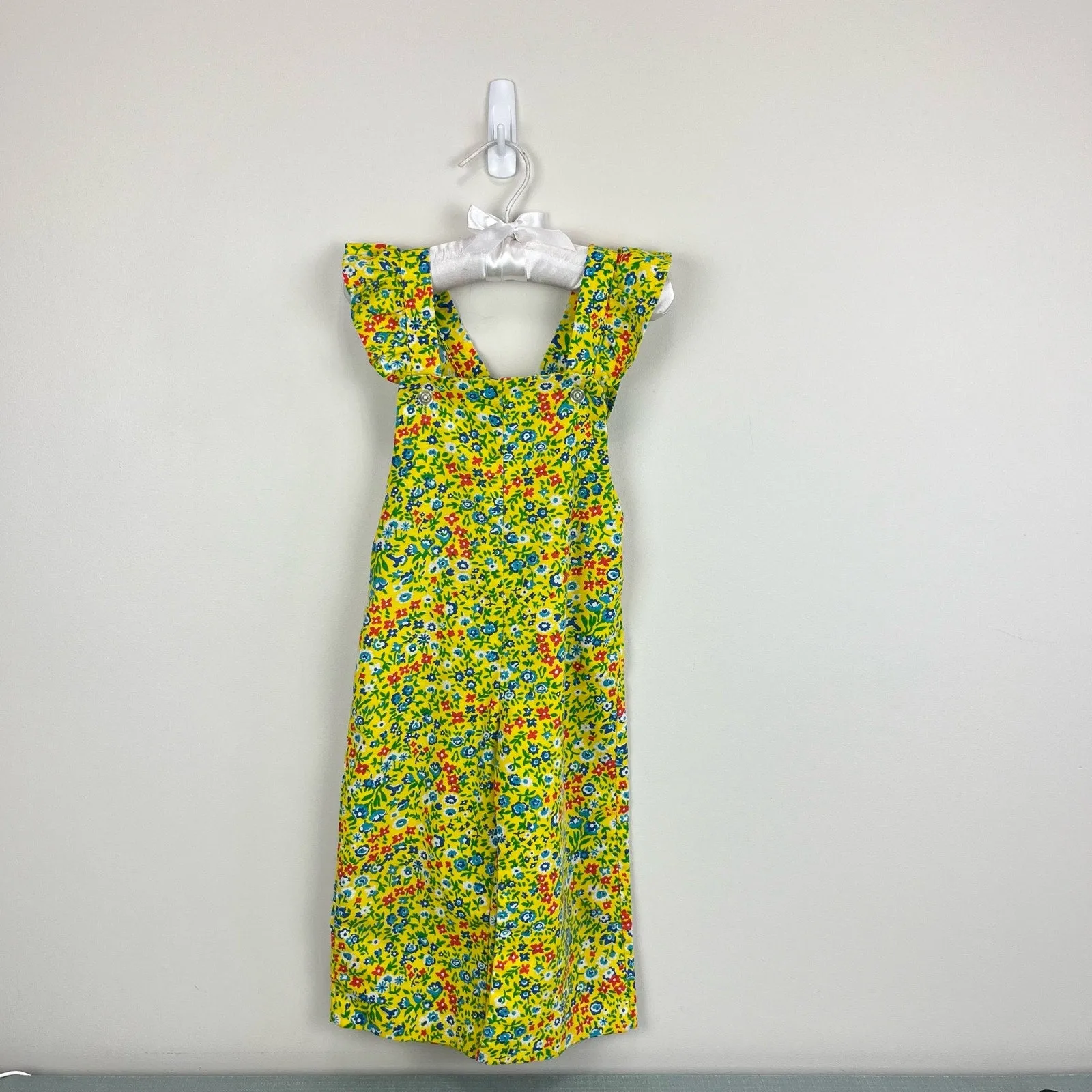 Vintage Alber Yellow Floral overalls 2T USA