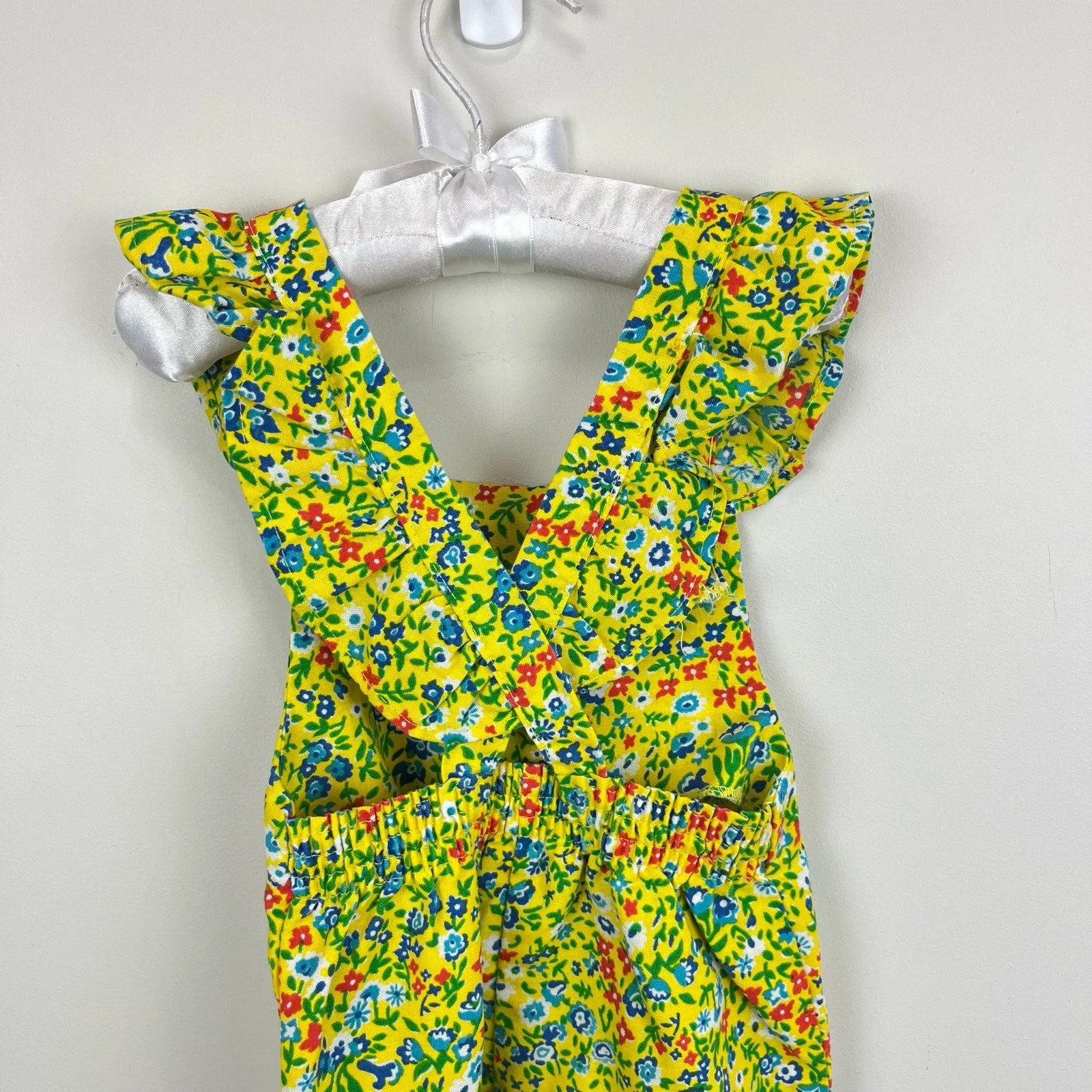 Vintage Alber Yellow Floral overalls 2T USA
