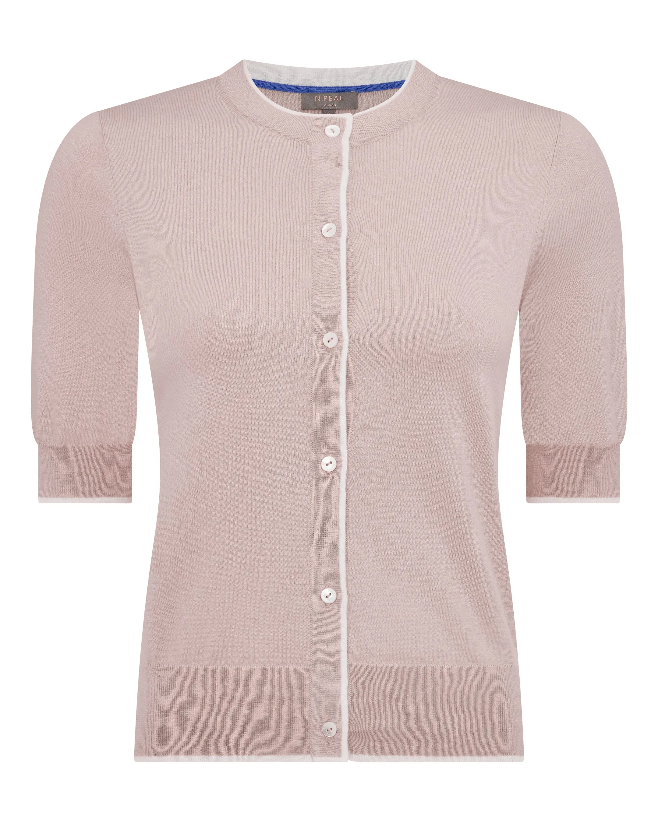 Women's Cotton Cashmere Short Sleeve Cardigan Dune Pink