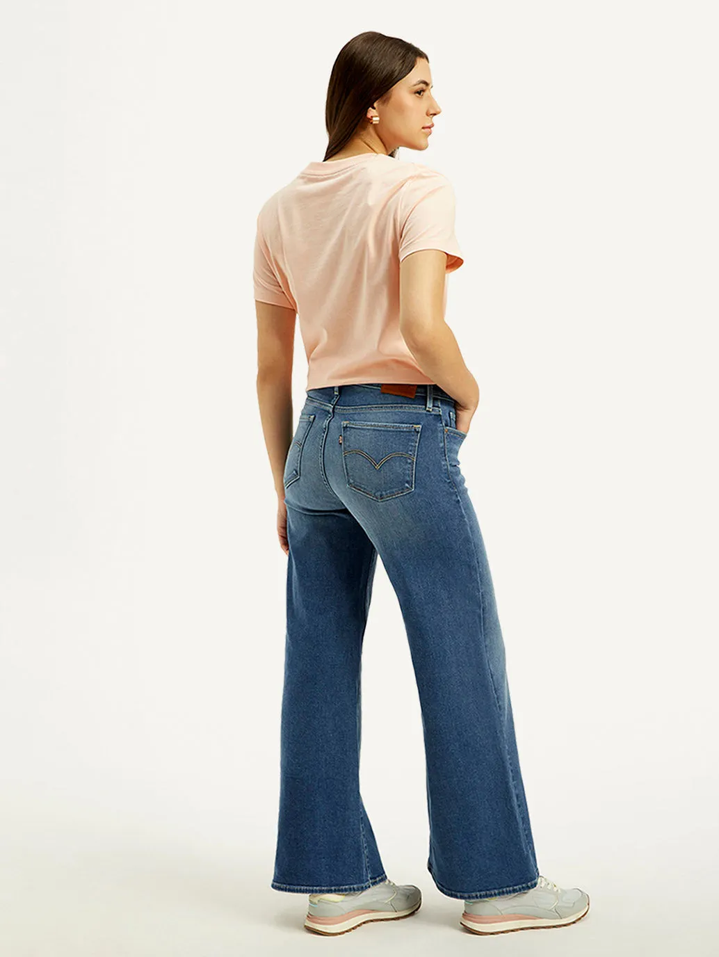 Women's High Rise Flared Blue Jeans