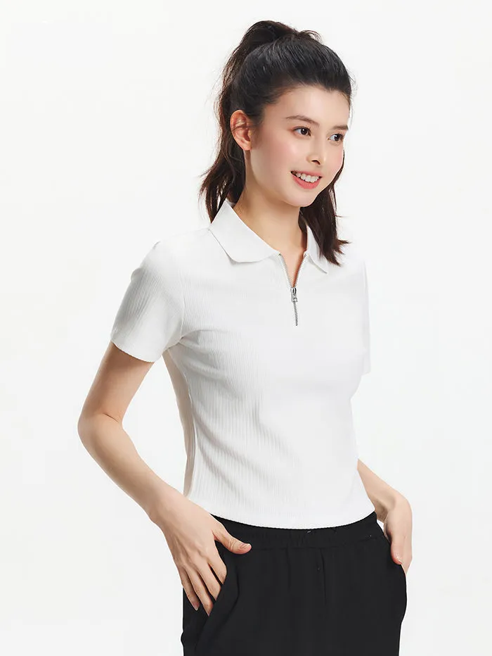 Women's Polo T-Shirt With Front Zipper